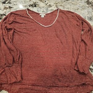 Sundance Striped Red Top. Med